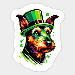 Jagdterrier Enjoys Saint Patrick's Day Festivities Sticker